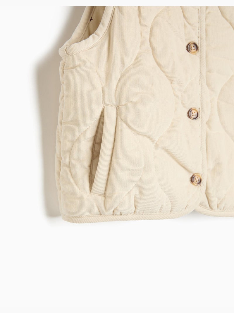 Chaleco acolchado de pana, mo fashion Beige - Kiabi