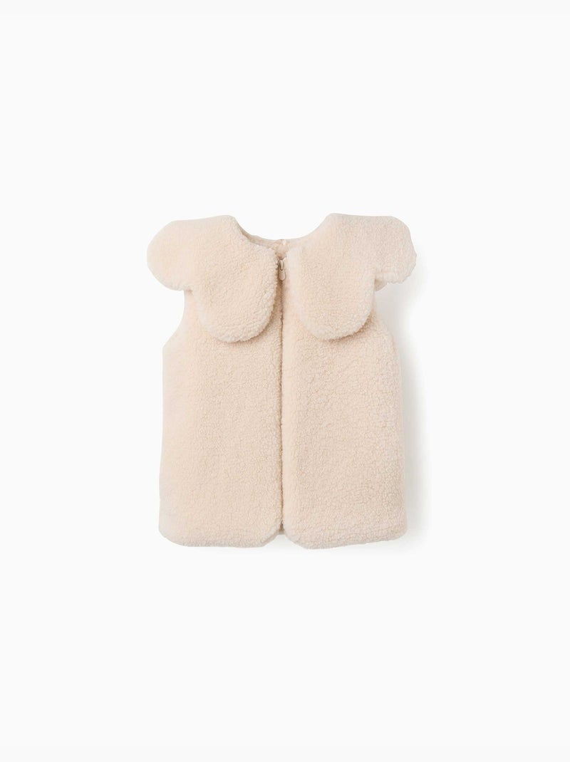 Chaleco acolchado de sherpa con maxi cuello Blanco - Kiabi