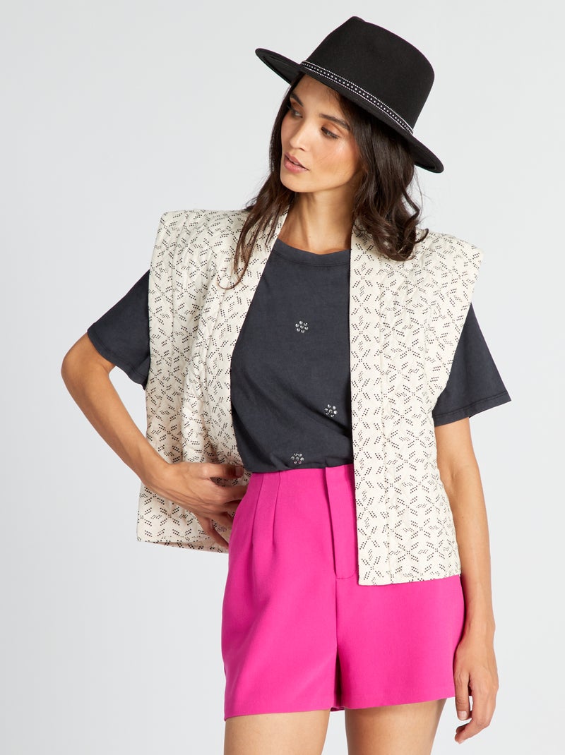 Chaleco acolchado estampado Blanco - Kiabi