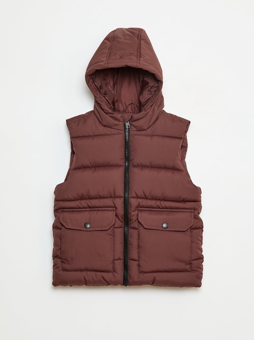 Chaleco acolchado impermeable con bolsillo de solapa y capucha - Kiabi