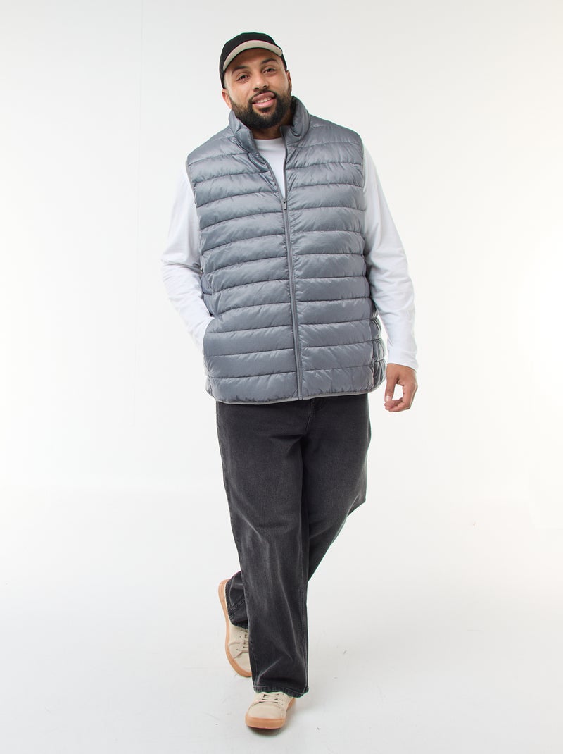 Chaleco acolchado ligero sin mangas con cuello alto Gris - Kiabi