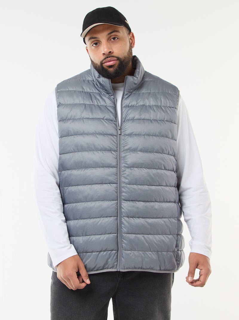 Chaleco acolchado ligero sin mangas con cuello alto Gris - Kiabi