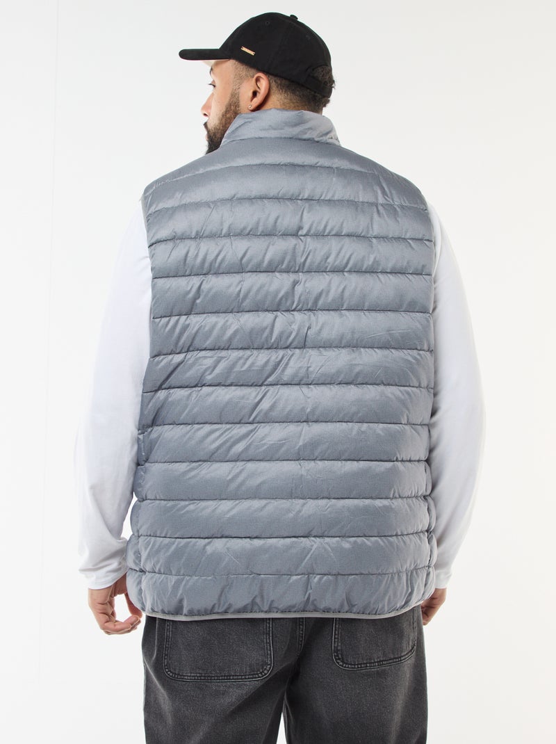 Chaleco acolchado ligero sin mangas con cuello alto Gris - Kiabi