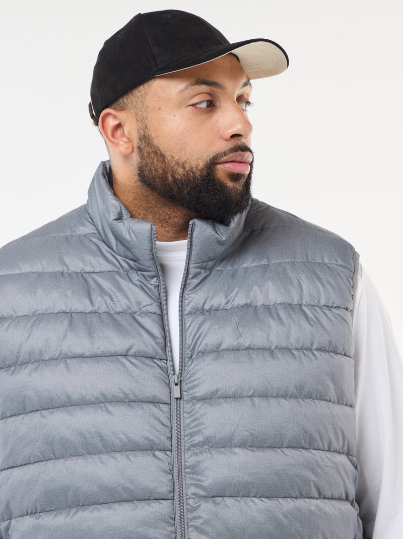 Chaleco acolchado ligero sin mangas con cuello alto Gris - Kiabi