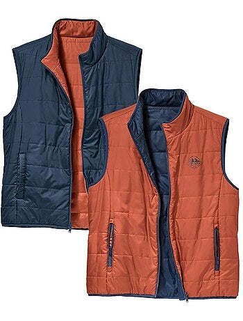 Chaleco acolchado reversible sin mangas con cuello alto y cremallera