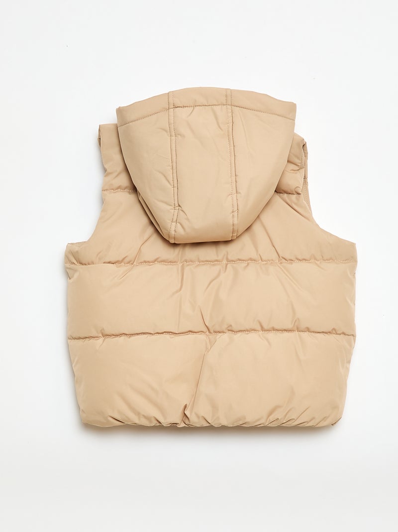 Chaleco acolchado sin mangas con capucha Beige - Kiabi
