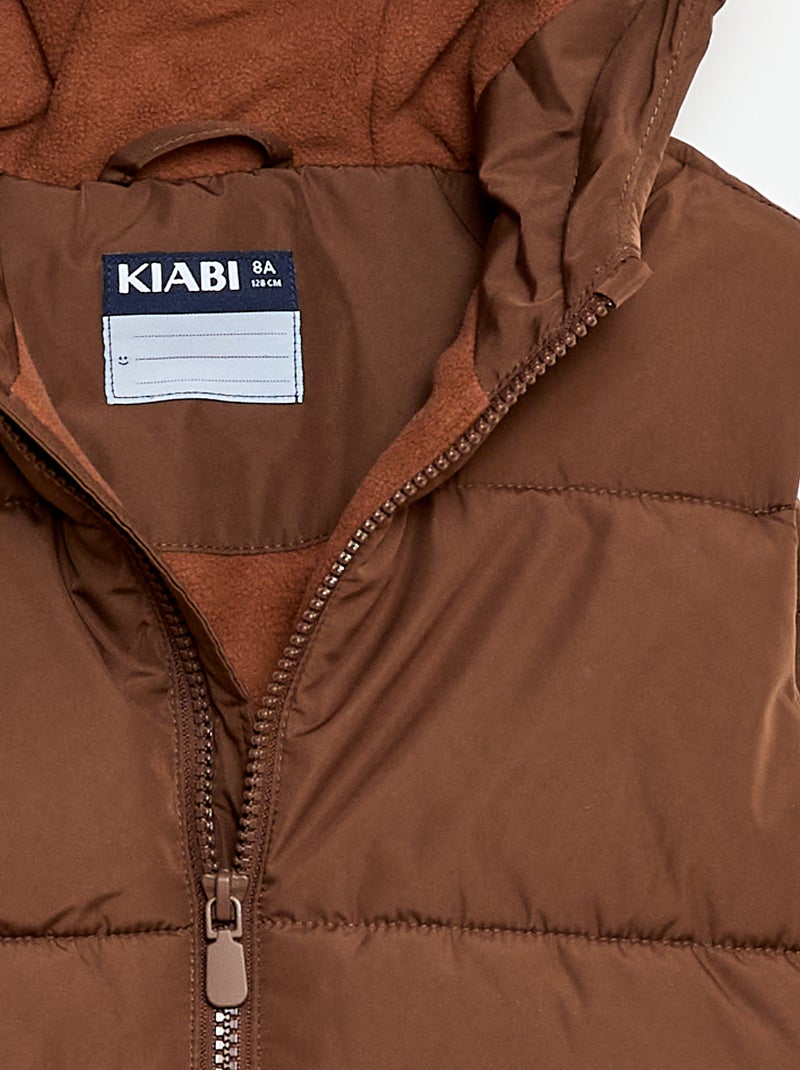 Chaleco acolchado sin mangas con capucha Marron - Kiabi