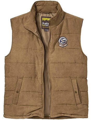Chaleco sin mangas de tejido efecto ante con cuello alto y cremallera