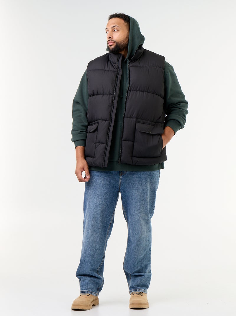 Chaleco acolchado sin mangas forrado de forro polar Negro - Kiabi