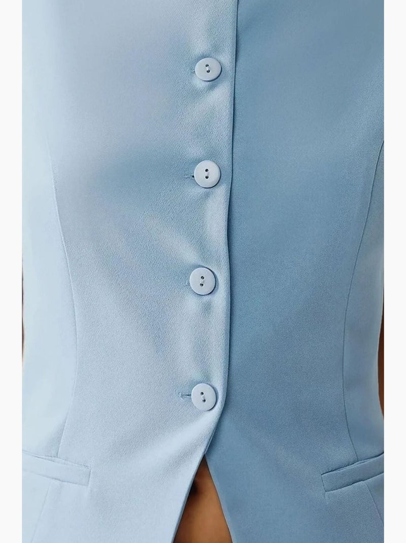 Chaleco ajustado sin mangas con cuello redondo y detalle de botones hiccup Azul cielo - Kiabi