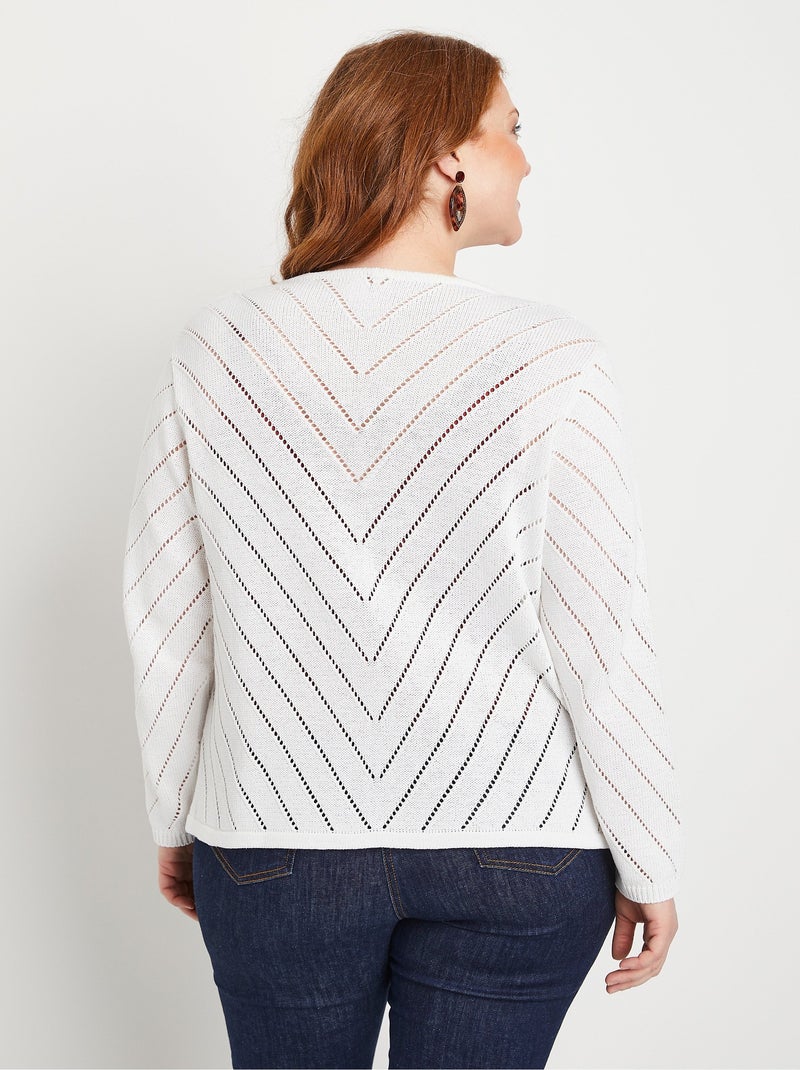 Chaleco bolero de algodón fino calado - Afibel Blanco - Kiabi