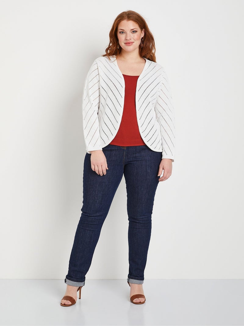 Chaleco bolero de algodón fino calado - Afibel Blanco - Kiabi