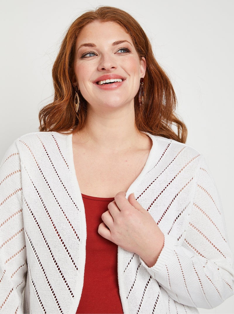 Chaleco bolero de algodón fino calado - Afibel Blanco - Kiabi