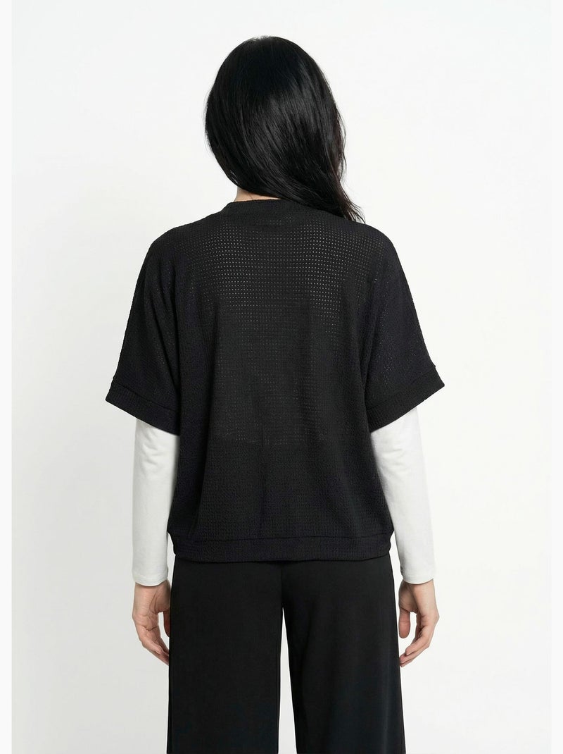 Chaleco bolero de punto gofre - Afibel Negro - Kiabi