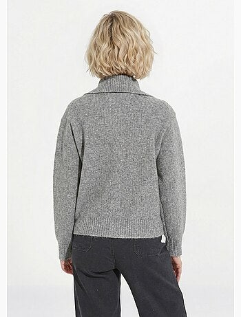 Chaleco cálido de canalé con botones, de lana y fibras recicladas - Afibel