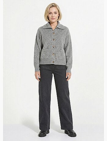 Chaleco cálido de canalé con botones, de lana y fibras recicladas - Afibel