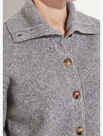 Chaleco cálido de canalé con botones, de lana y fibras recicladas - Afibel