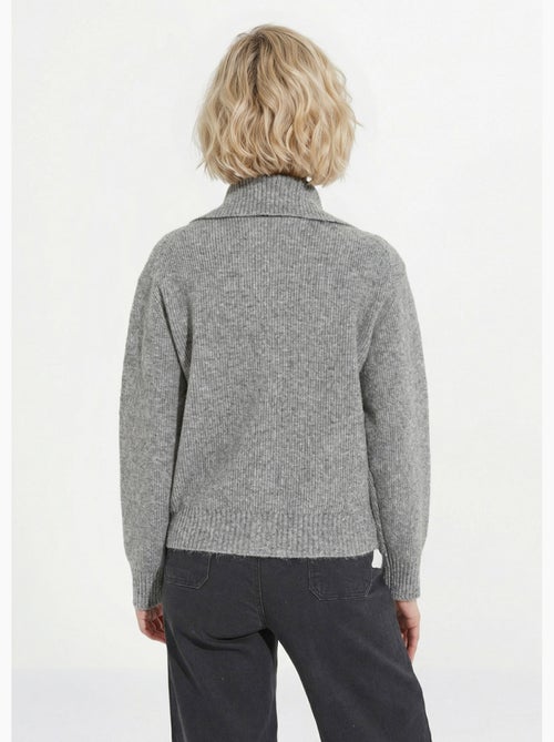 Chaleco cálido de canalé con botones, de lana y fibras recicladas - Afibel - Kiabi