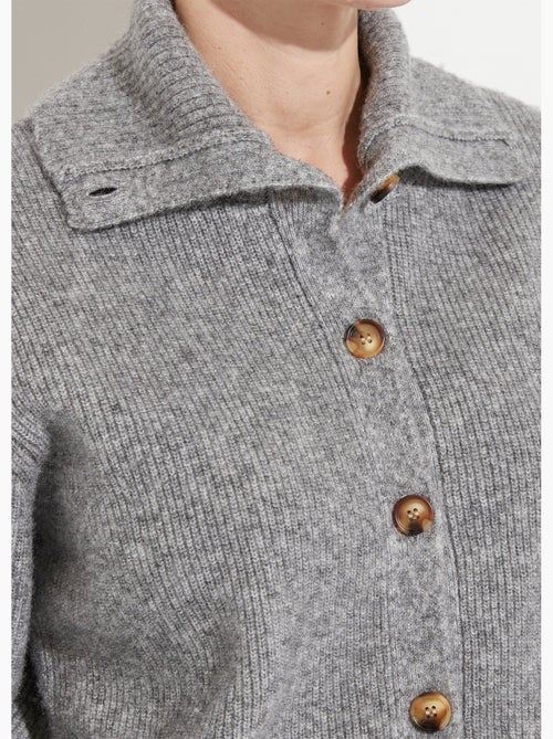 Chaleco cálido de canalé con botones, de lana y fibras recicladas - Afibel - Kiabi