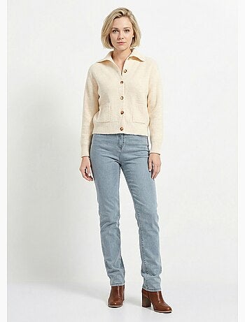 Chaleco cálido de canalé con botones, de lana y fibras recicladas - Afibel