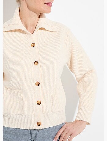 Chaleco cálido de canalé con botones, de lana y fibras recicladas - Afibel