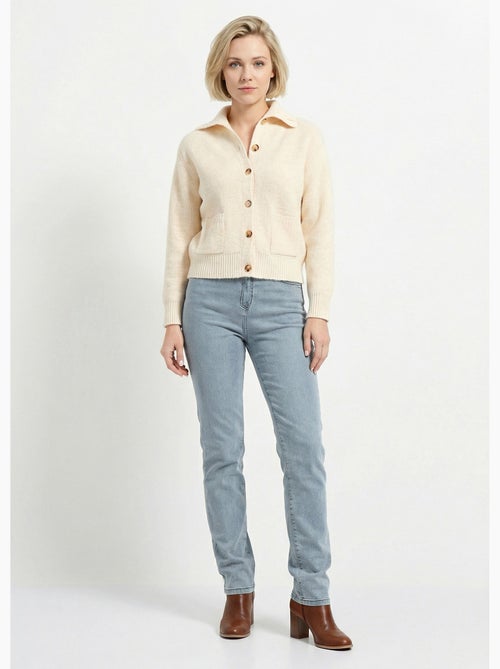 Chaleco cálido de canalé con botones, de lana y fibras recicladas - Afibel - Kiabi