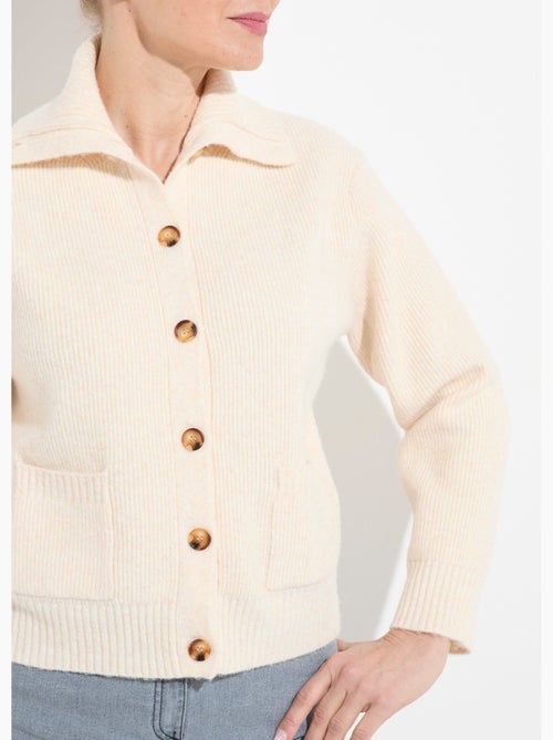 Chaleco cálido de canalé con botones, de lana y fibras recicladas - Afibel - Kiabi