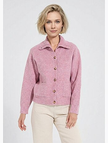 Chaleco cálido de canalé con botones, de lana y fibras recicladas - Afibel