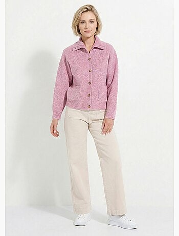 Chaleco cálido de canalé con botones, de lana y fibras recicladas - Afibel