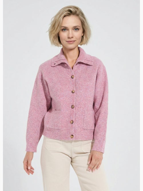 Chaleco cálido de canalé con botones, de lana y fibras recicladas - Afibel - Kiabi