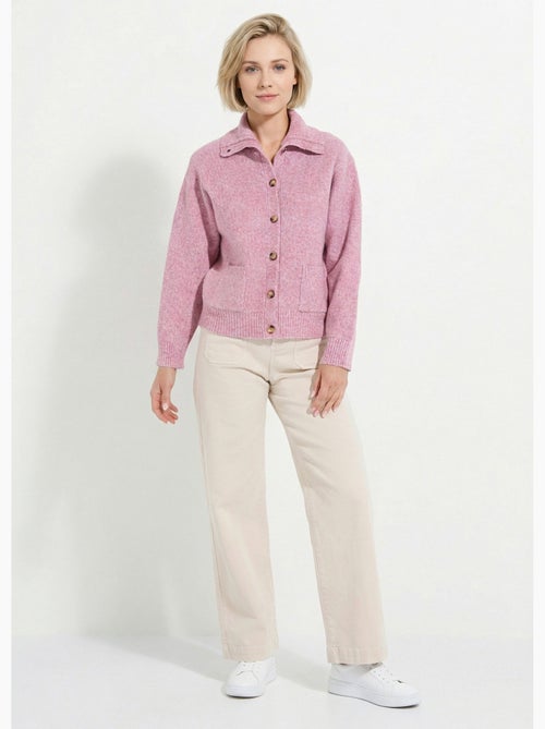 Chaleco cálido de canalé con botones, de lana y fibras recicladas - Afibel - Kiabi