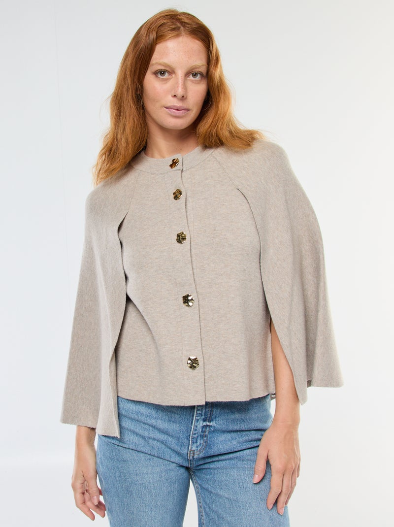 Chaleco capa con botones dorados Beige - Kiabi