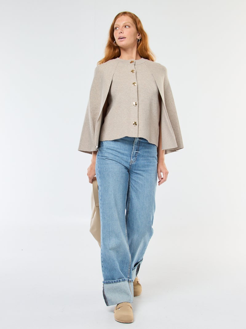 Chaleco capa con botones dorados Beige - Kiabi