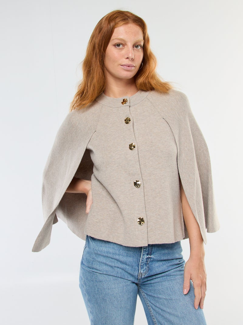 Chaleco capa con botones dorados Beige - Kiabi