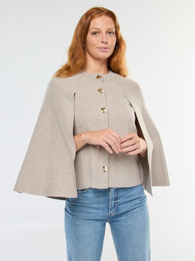 Chaleco capa con botones dorados Beige - Kiabi