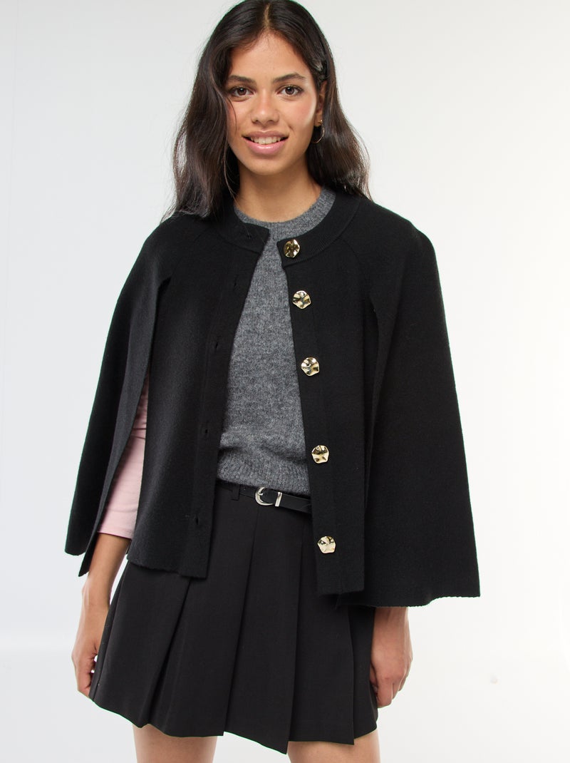 Chaleco capa con botones dorados Negro - Kiabi