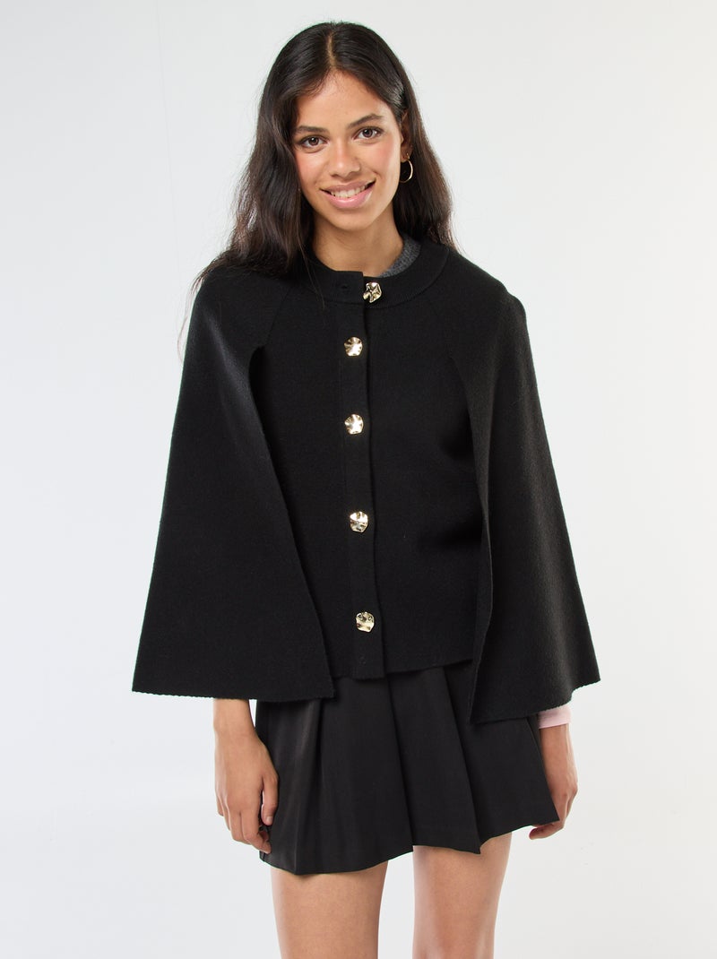 Chaleco capa con botones dorados Negro - Kiabi