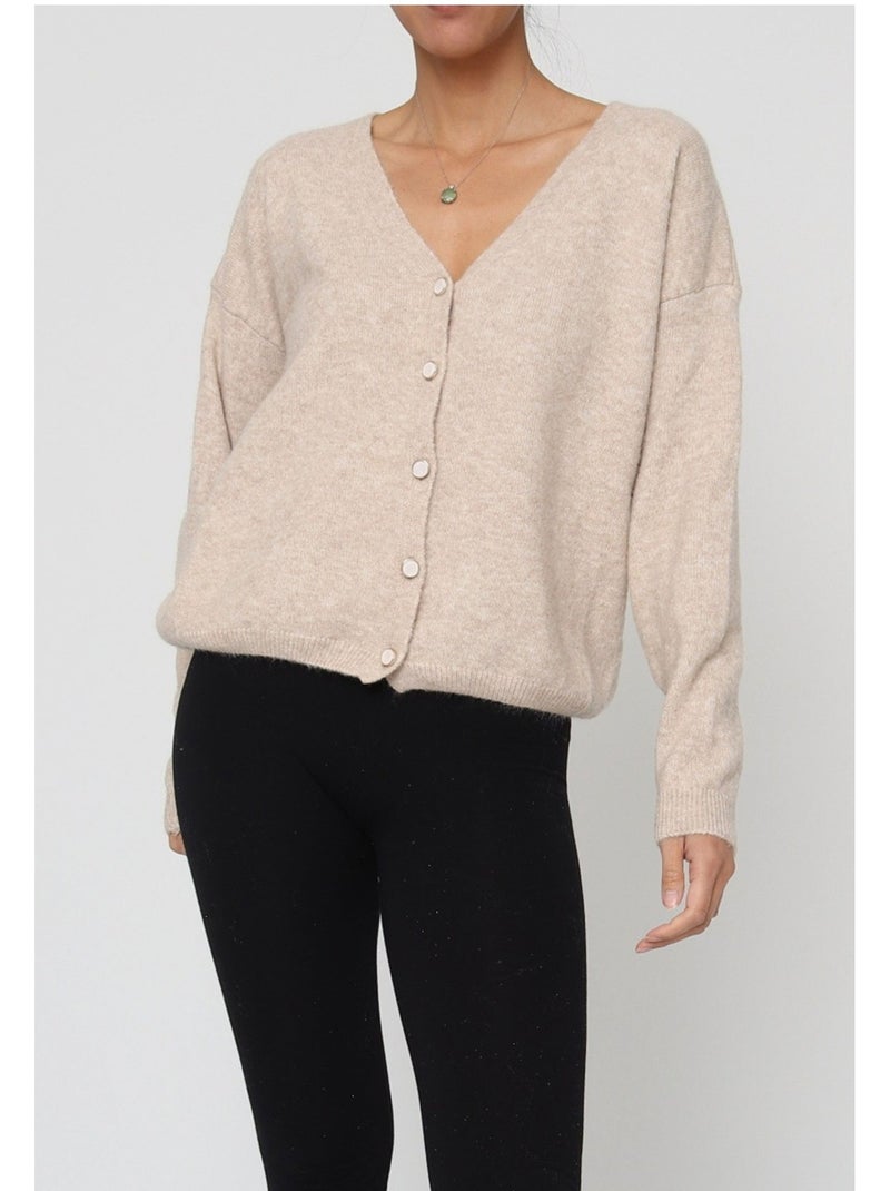 Chaleco Cardigan Kebello Beige - Kiabi