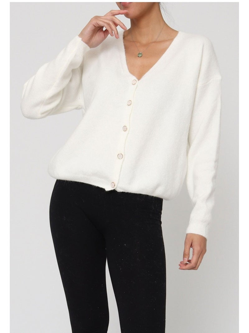 Chaleco Cardigan Kebello Blanco - Kiabi