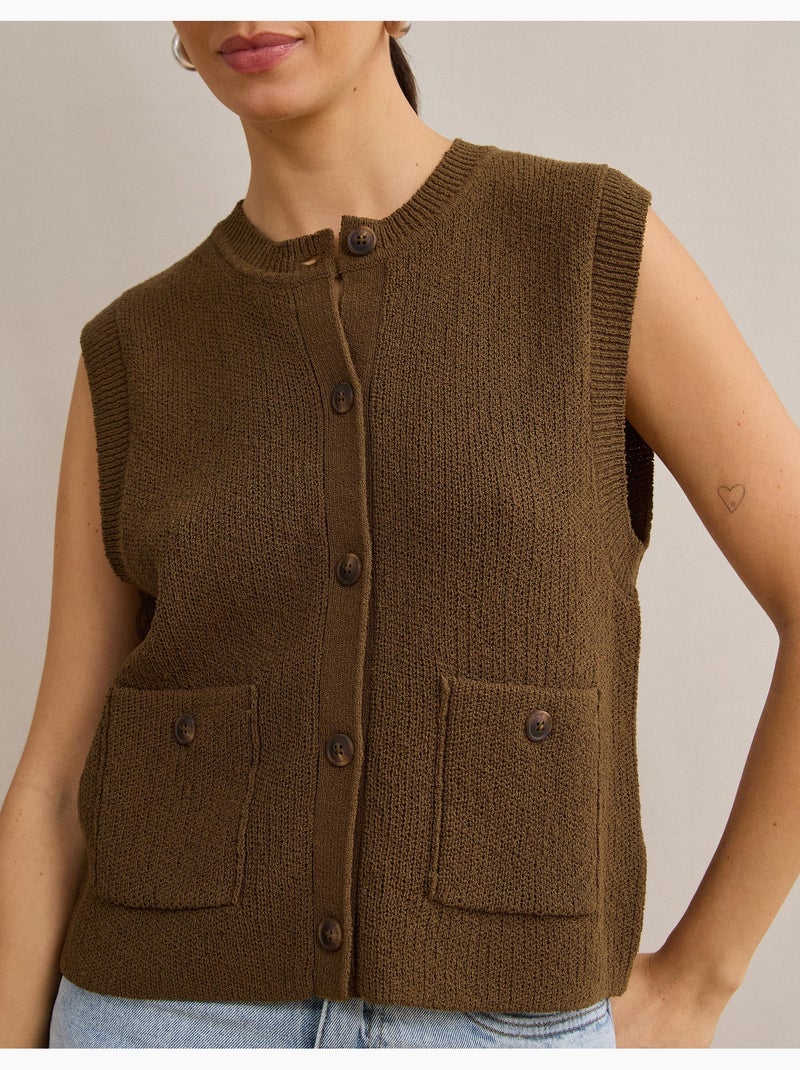 Chaleco clásico tejido, mo fashion Marrón - Kiabi