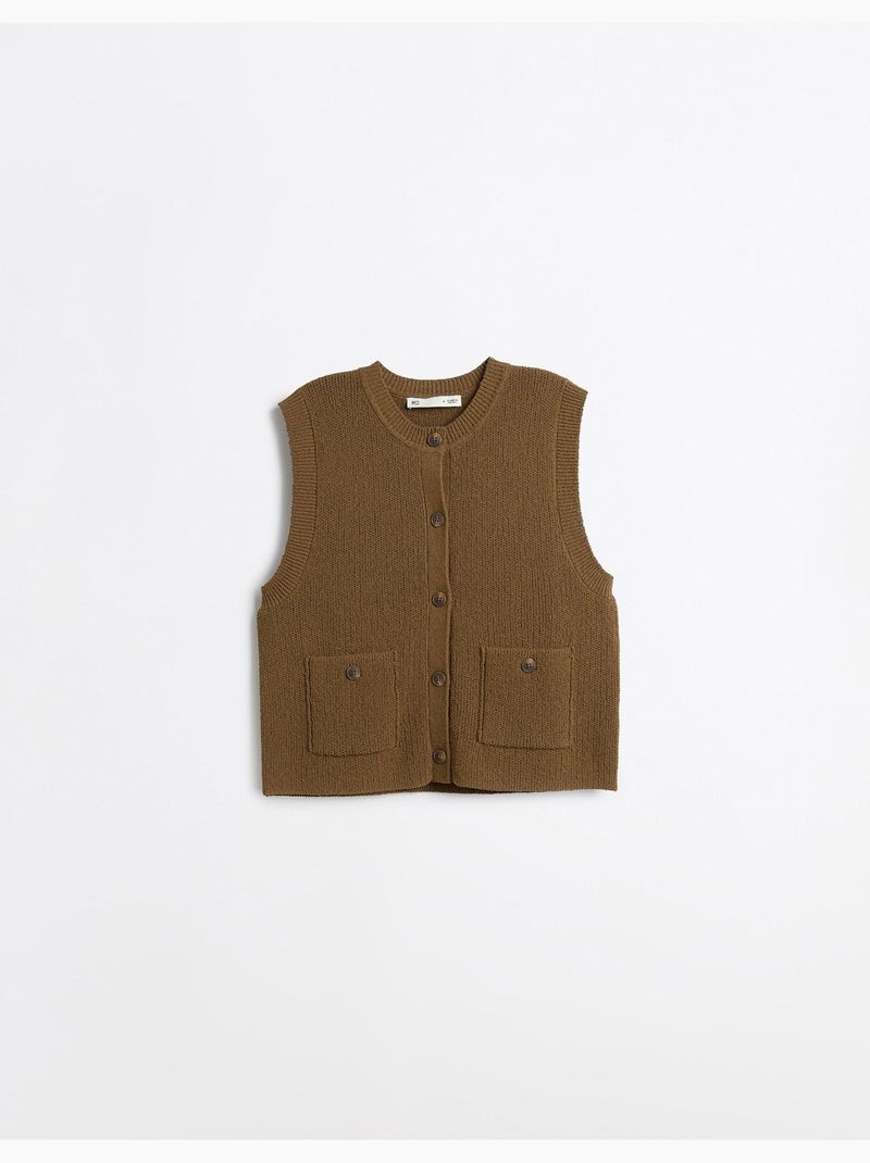 Chaleco clásico tejido, mo fashion Marrón - Kiabi