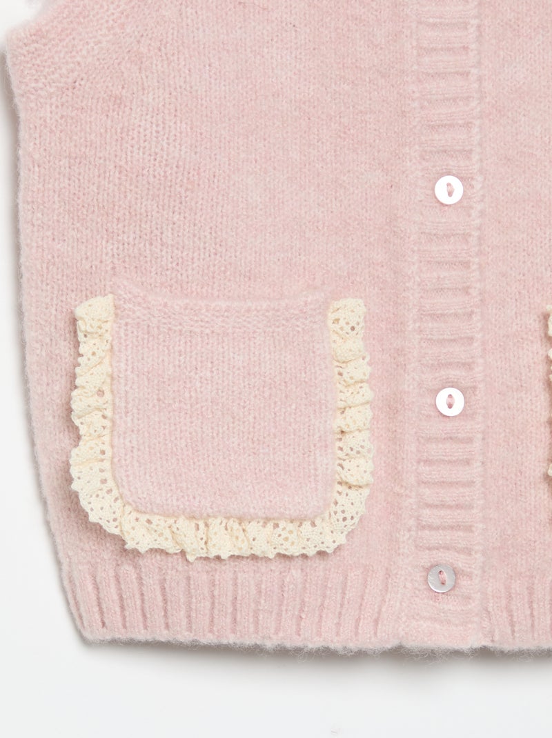 Chaleco con bolsillos bordados Rosa - Kiabi
