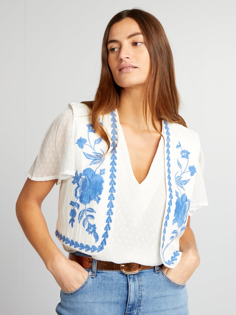 Chaleco con bordados BLANCO - Kiabi
