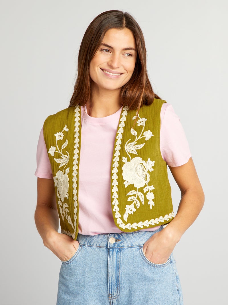 Chaleco con bordados VERDE - Kiabi