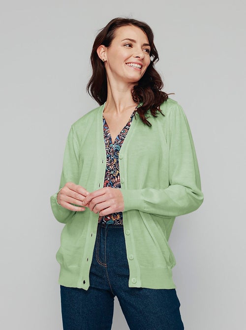 Chaleco con botones de lana merino - Afibel - Kiabi