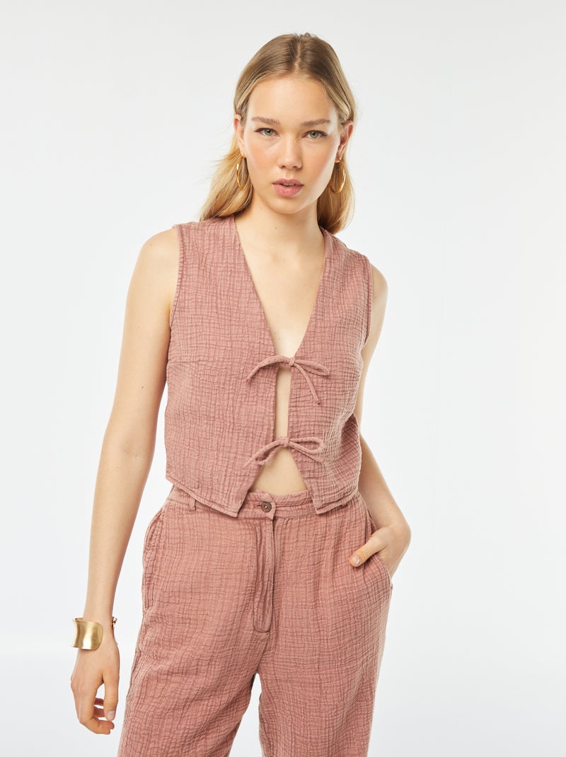 Chaleco con cintas anudables Rosa - Kiabi