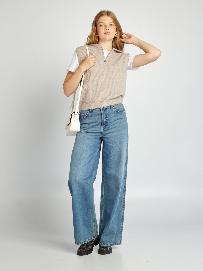 Chaleco con cremallera en el cuello BEIGE - Kiabi