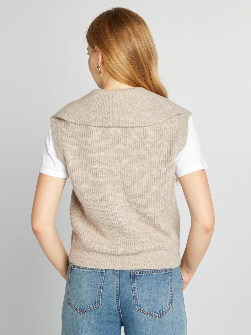 Chaleco con cremallera en el cuello BEIGE - Kiabi