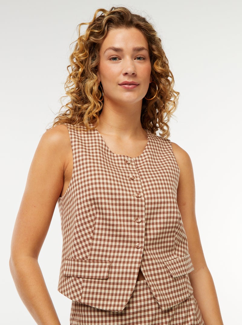 Chaleco con cuadros de vichy Marron - Kiabi