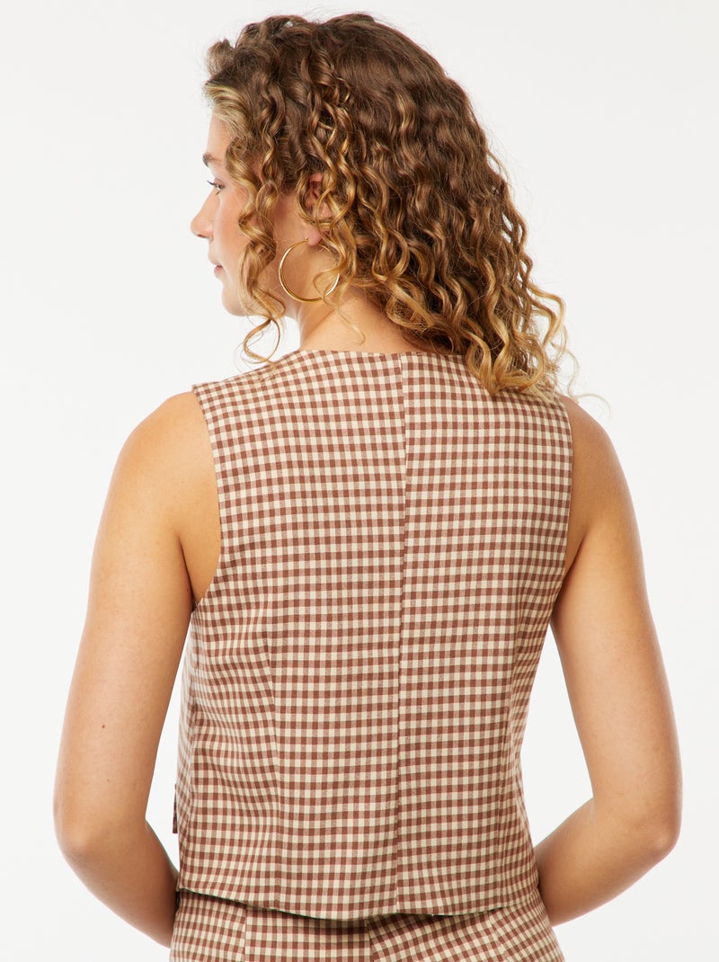 Chaleco con cuadros de vichy Marron - Kiabi